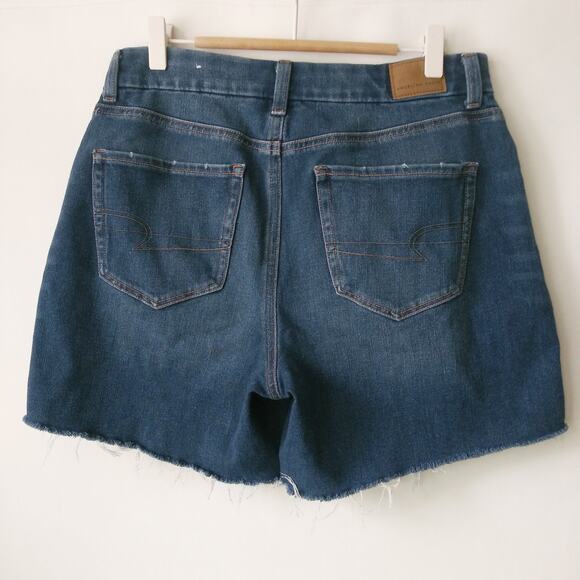 American Eagle The Dream Short Curvy Midi Size 8 Blue Denim Jean Cutoffs 5" - Picture 9 of 13